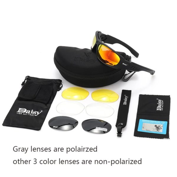 Destroy AndrDul-Lunettes polarisées militaires pour hommes, lunettes de soleil de l'armée avec 4 lentilles, boîte d'origine, lunettes de randonnée, lunettes de tir – Image 6