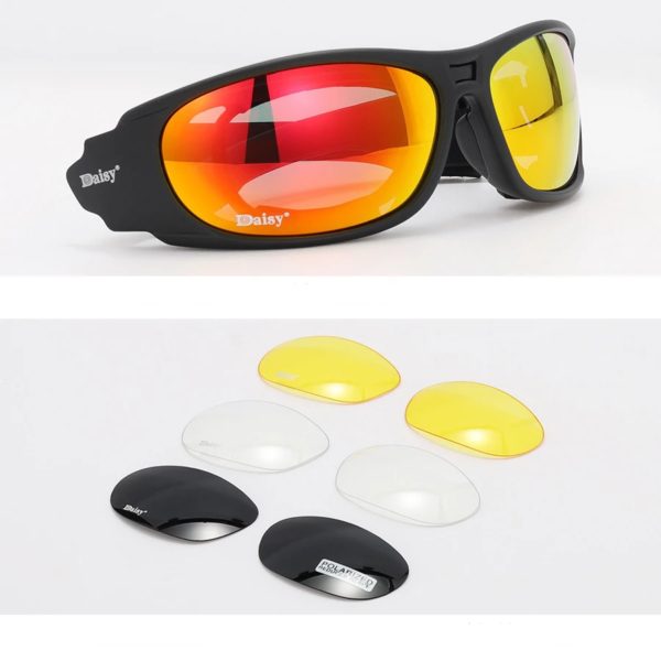 Destroy AndrDul-Lunettes polarisées militaires pour hommes, lunettes de soleil de l'armée avec 4 lentilles, boîte d'origine, lunettes de randonnée, lunettes de tir – Image 4