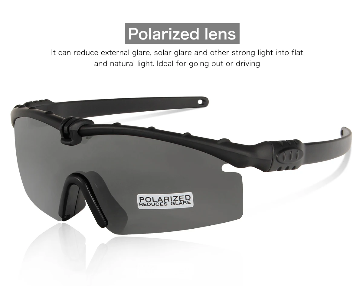 Lunettes de Protection balistique de l'armée 3.0 pour homme et femme, lunettes de tir de Paintball, lunettes de soleil polarisées de cyclisme et vtt Lunettes de Protection balistique de l'armée 3.0 pour homme et femme, lunettes de tir de Paintball, lunettes de soleil polarisées de cyclisme et vtt