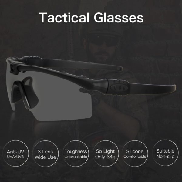 Lunettes de Protection balistique de l'armée 3.0 pour homme et femme, lunettes de tir de Paintball, lunettes de soleil polarisées de cyclisme et vtt – Image 3