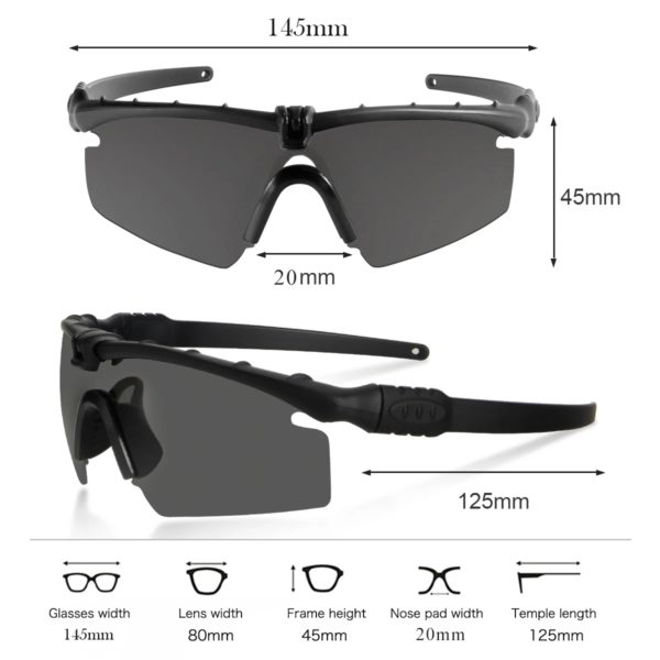 Lunettes de Protection balistique de l'armée 3.0 pour homme et femme, lunettes de tir de Paintball, lunettes de soleil polarisées de cyclisme et vtt – Image 4
