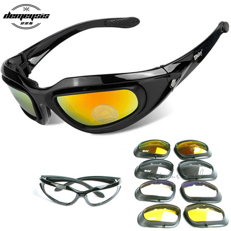 Destroy AndrDul-Lunettes de soleil polarisées pour hommes, lunettes de sport de plein air, lunettes de soleil avec 4 lentilles, boîte d'origine, lunettes de randonnée, lunettes de tir