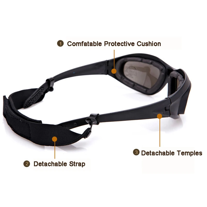 Destroy AndrDul-Lunettes de soleil polarisées pour hommes, lunettes de sport de plein air, lunettes de soleil avec 4 lentilles, boîte d'origine, lunettes de randonnée, lunettes de tir