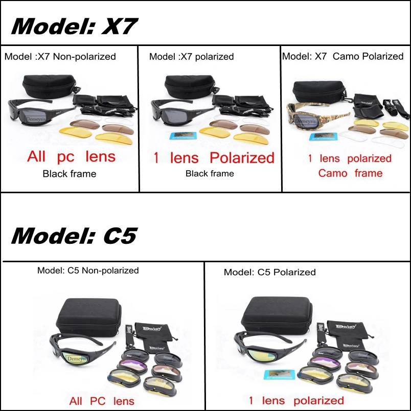 Destroy AndrDul-Lunettes de soleil polarisées pour hommes, lunettes de sport de plein air, lunettes de soleil avec 4 lentilles, boîte d'origine, lunettes de randonnée, lunettes de tir