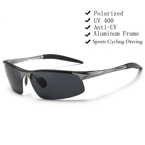 Lunettes de soleil polarisées pour hommes, monture en aluminium magnésium, lunettes de soleil de sport, lunettes rétro pour conducteur, UV400, anti-absorbe ouissement, conduite