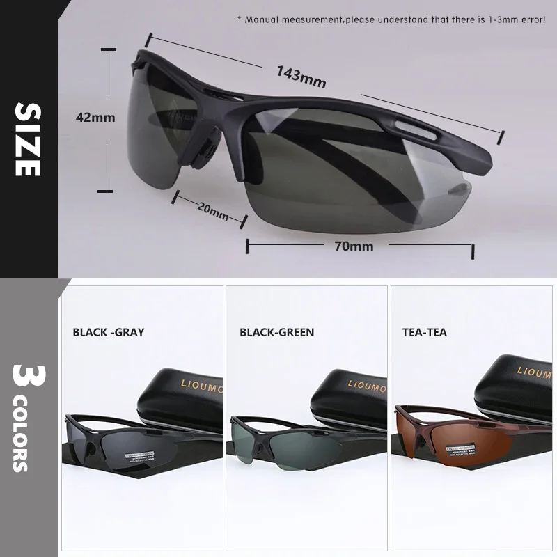 Lunettes de soleil polarisées de sport ultralégères pour hommes, lunettes de soleil de conduite pour hommes, lunettes d'extérieur anti-UV