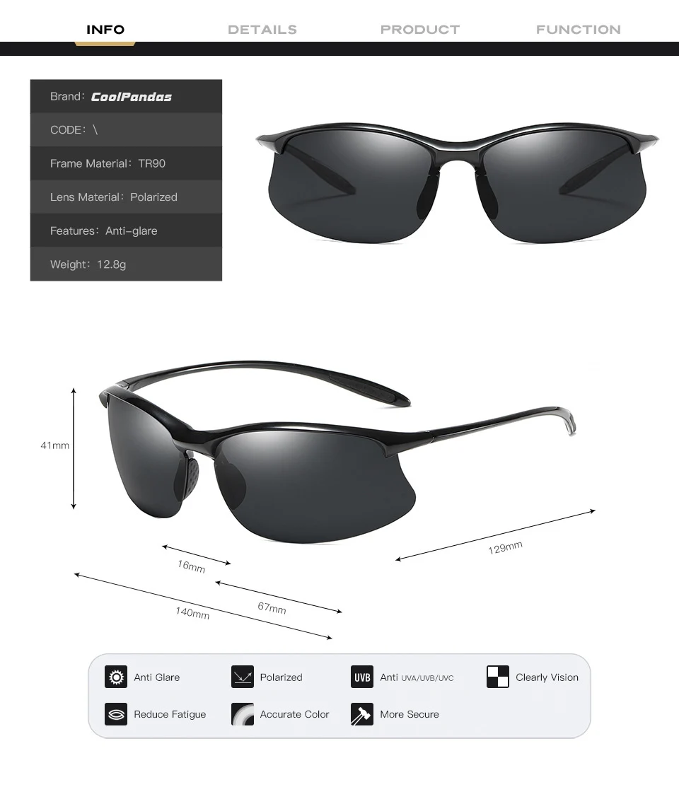 Lunettes de soleil polarisées ultralégères pour hommes, lunettes de soleil militaires pour hommes, lunettes de conduite, lunettes de soleil, lunettes, Top TR90, anti-UV, 2024
