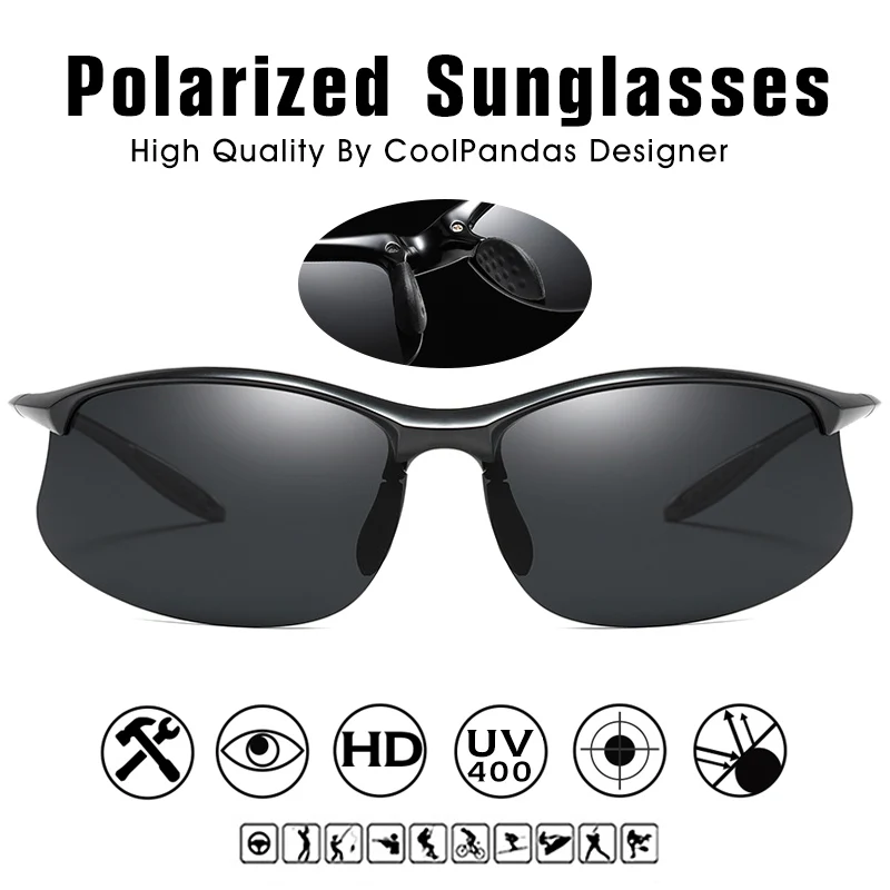 Lunettes de soleil polarisées ultralégères pour hommes, lunettes de soleil militaires pour hommes, lunettes de conduite, lunettes de soleil, lunettes, Top TR90, anti-UV, 2024