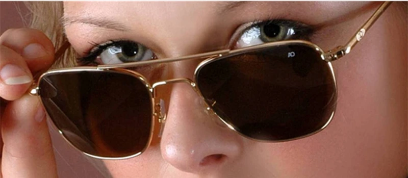 Lunettes de soleil d'aviation classiques pour hommes, AO, lunettes de soleil pour hommes, armée américaine, militaire, lentille en verre optique, mode