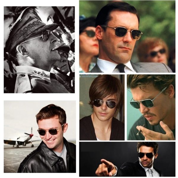 Lunettes de soleil d'aviation classiques pour hommes, AO, lunettes de soleil pour hommes, armée américaine, militaire, lentille en verre optique, mode – Image 2