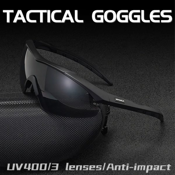 Lunettes DulGoggles coupe-vent et anti-poussière, lunettes de soleil pare-balles de tir militaire CS, lunettes d'alpinisme de moto, ensemble de 3 lentilles – Image 2