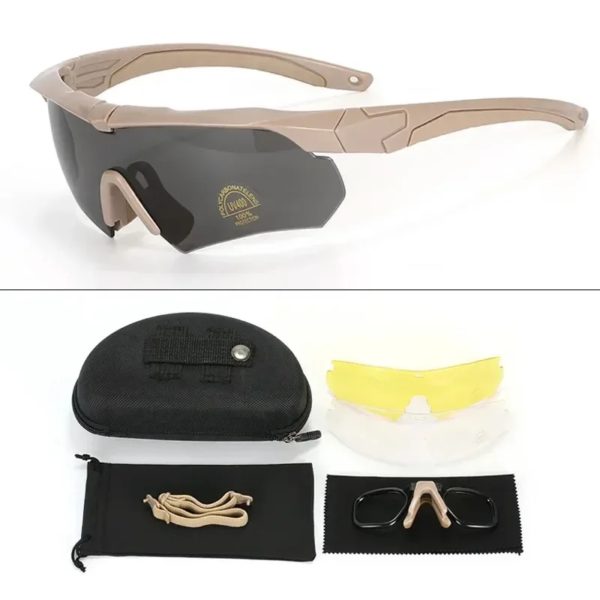 DulGoggles militaires CS Airsoft, lunettes de tir coupe-vent HD, 3 lentilles, motocross, moto, canadisme, lunettes de sécurité – Image 6