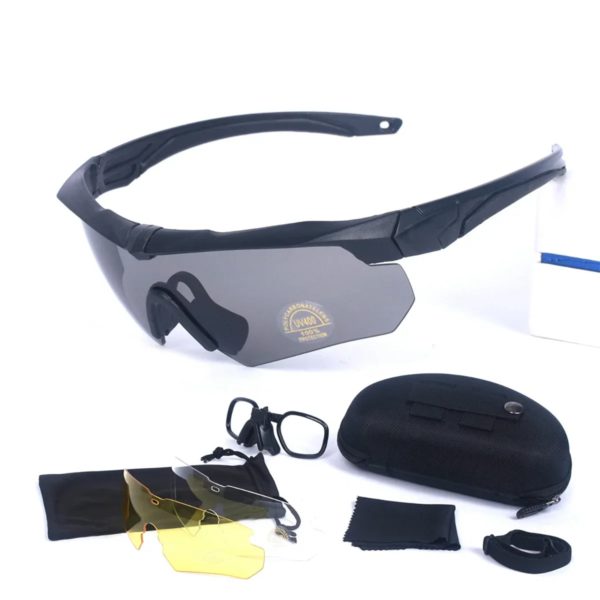 DulGoggles militaires CS Airsoft, lunettes de tir coupe-vent HD, 3 lentilles, motocross, moto, canadisme, lunettes de sécurité