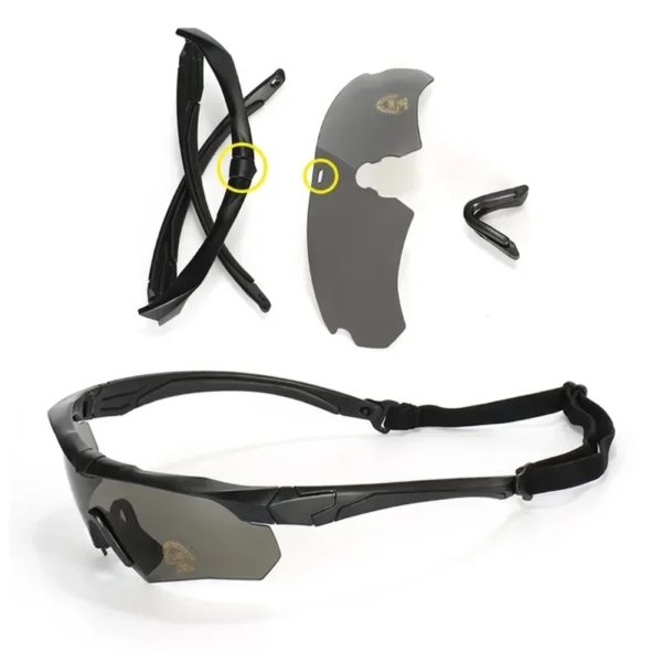 DulGoggles militaires CS Airsoft, lunettes de tir coupe-vent HD, 3 lentilles, motocross, moto, canadisme, lunettes de sécurité – Image 3