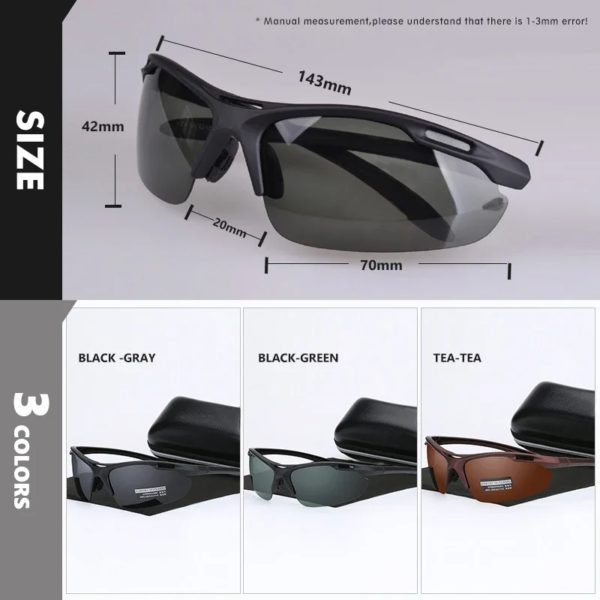 Lunettes de soleil polarisées de sport ultralégères pour hommes, lunettes de soleil de conduite pour hommes, lunettes de plein air militaires, anti-UV – Image 4