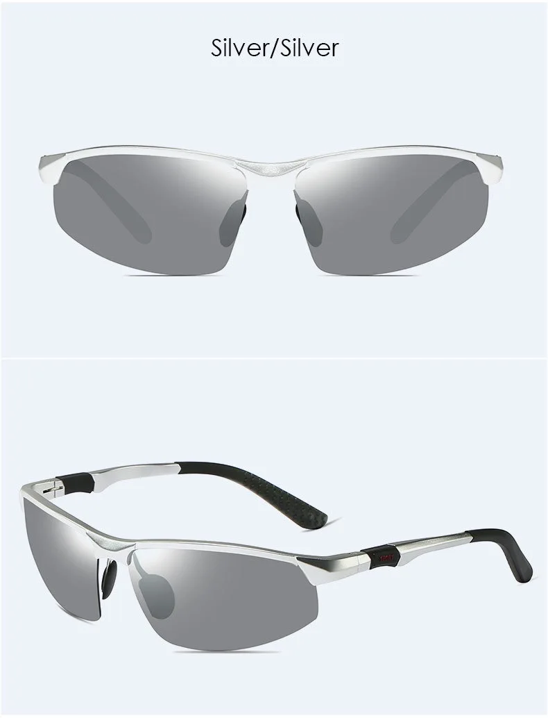 Lunettes de soleil en aluminium et magnésium pour hommes, polariseur à changement de couleur pour la conduite, 3121 Lunettes de soleil en aluminium et magnésium pour hommes, polariseur à changement de couleur pour la conduite, 3121