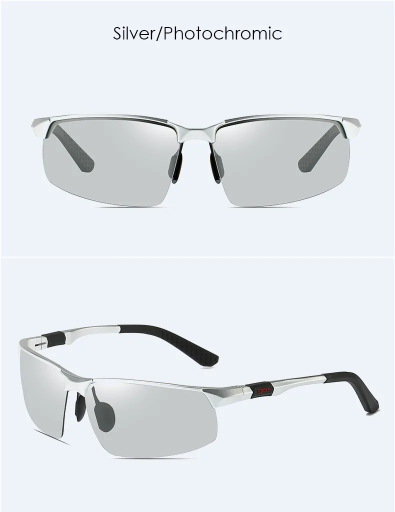 Lunettes de soleil en aluminium et magnésium pour hommes, polariseur à changement de couleur pour la conduite, 3121 Lunettes de soleil en aluminium et magnésium pour hommes, polariseur à changement de couleur pour la conduite, 3121