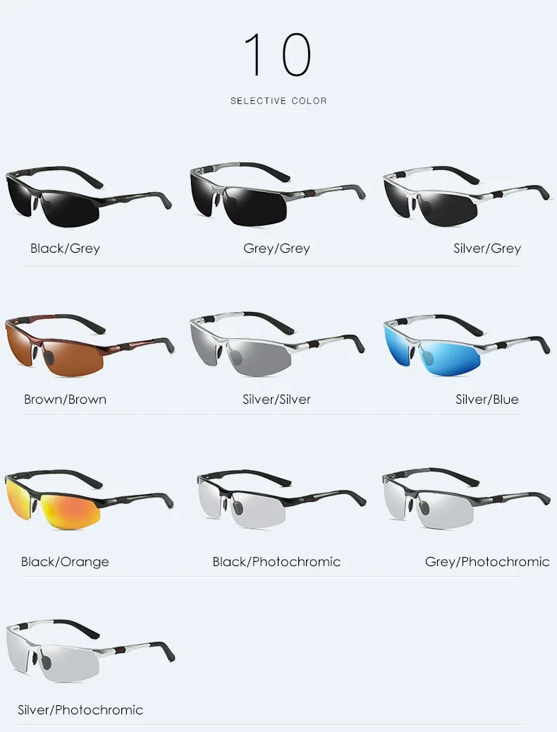 Lunettes de soleil en aluminium et magnésium pour hommes, polariseur à changement de couleur pour la conduite, 3121 Lunettes de soleil en aluminium et magnésium pour hommes, polariseur à changement de couleur pour la conduite, 3121