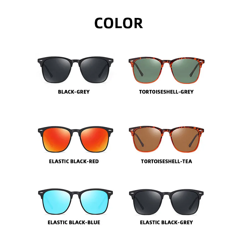 Lunettes de soleil polarisées classiques rétro pour hommes, lunettes de soleil d'extérieur, lunettes carrées en plastique, nuances tendance, UV400, nouveau