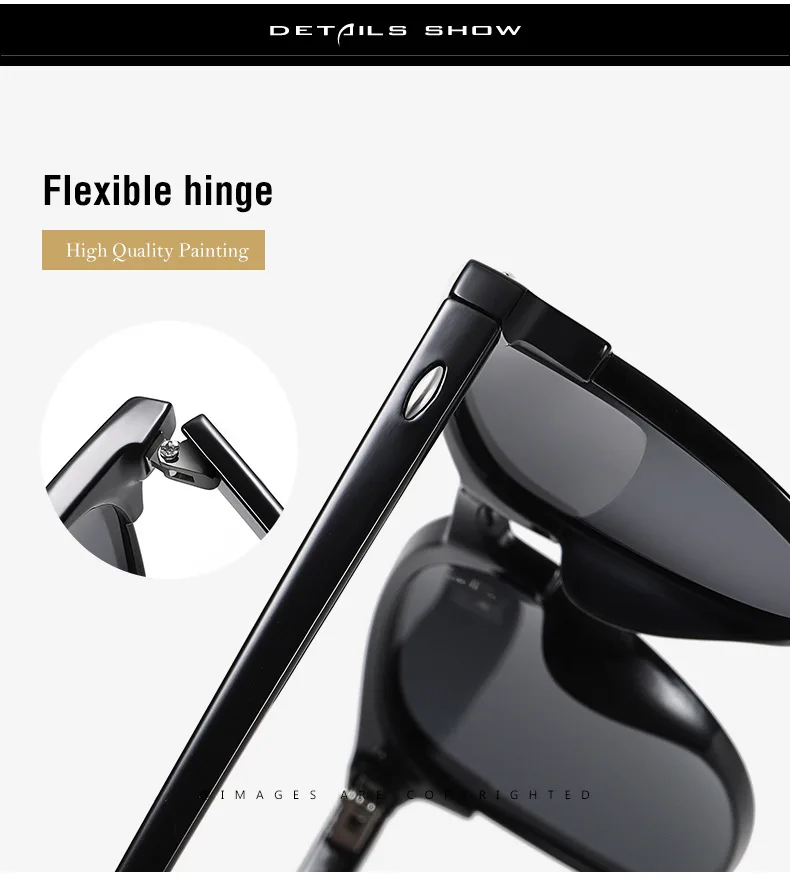 Lunettes de soleil polarisées classiques rétro pour hommes, lunettes de soleil d'extérieur, lunettes carrées en plastique, nuances tendance, UV400, nouveau