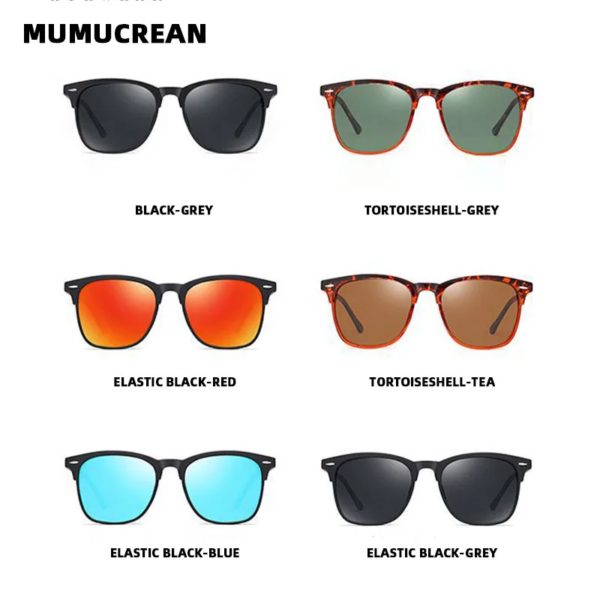 Lunettes de soleil polarisées classiques rétro pour hommes, lunettes de soleil d'extérieur, lunettes carrées en plastique, nuances tendance, UV400, nouveau – Image 6