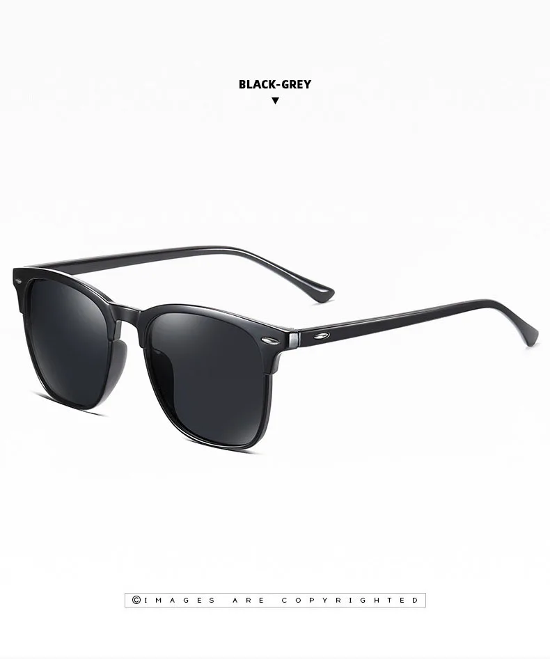 Lunettes de soleil polarisées classiques rétro pour hommes, lunettes de soleil d'extérieur, lunettes carrées en plastique, nuances tendance, UV400, nouveau