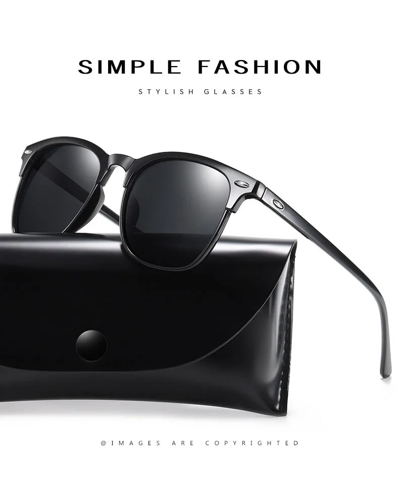 Lunettes de soleil polarisées classiques rétro pour hommes, lunettes de soleil d'extérieur, lunettes carrées en plastique, nuances tendance, UV400, nouveau