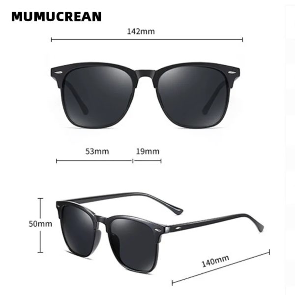 Lunettes de soleil polarisées classiques rétro pour hommes, lunettes de soleil d'extérieur, lunettes carrées en plastique, nuances tendance, UV400, nouveau – Image 5