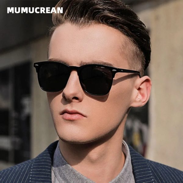 Lunettes de soleil polarisées classiques rétro pour hommes, lunettes de soleil d'extérieur, lunettes carrées en plastique, nuances tendance, UV400, nouveau – Image 2