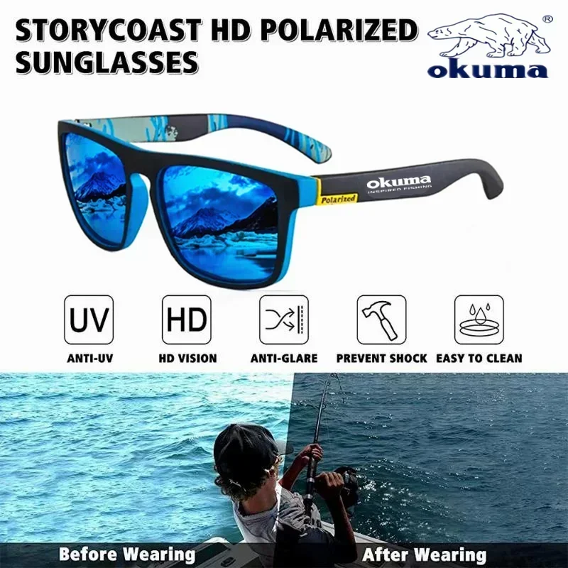 Okuma-Lunettes de soleil polarisées pour hommes et femmes, lunettes de soleil pour la chasse, la pêche, la conduite à vélo, boîte en option, UV400