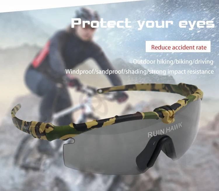 Lunettes de soleil militaires polarisées pour hommes, lunettes de chasse, lunettes de tir de l'armée avec 4 lentilles, randonnée en plein air, lunettes de soleil de cyclisme