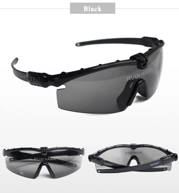 Lunettes de soleil militaires polarisées pour hommes, lunettes de chasse, lunettes de tir de l'armée avec 4 lentilles, randonnée en plein air, lunettes de soleil de cyclisme