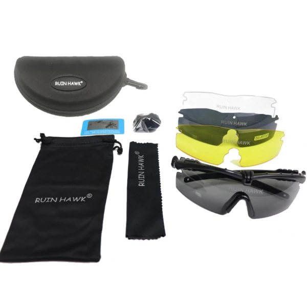 Lunettes de soleil militaires polarisées pour hommes, lunettes de chasse, lunettes de tir de l'armée avec 4 lentilles, randonnée en plein air, lunettes de soleil de cyclisme – Image 5