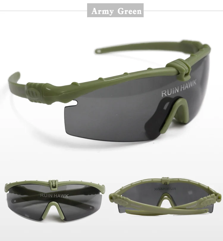 Lunettes de soleil militaires polarisées pour hommes, lunettes de chasse, lunettes de tir de l'armée avec 4 lentilles, randonnée en plein air, lunettes de soleil de cyclisme