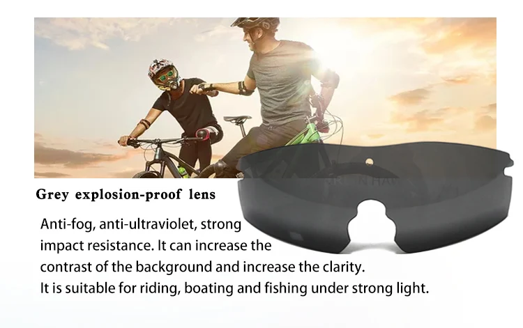 Lunettes de soleil militaires polarisées pour hommes, lunettes de chasse, lunettes de tir de l'armée avec 4 lentilles, randonnée en plein air, lunettes de soleil de cyclisme