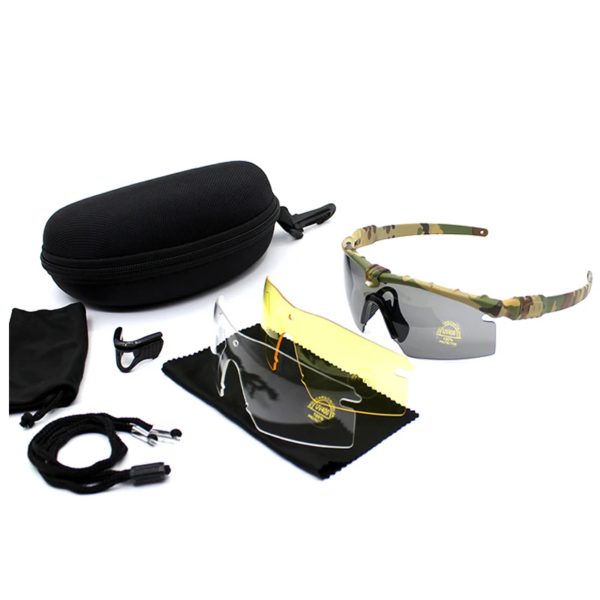 Lunettes de soleil militaires polarisées pour hommes, lunettes de chasse, lunettes de tir de l'armée avec 4 lentilles, randonnée en plein air, lunettes de soleil de cyclisme – Image 6