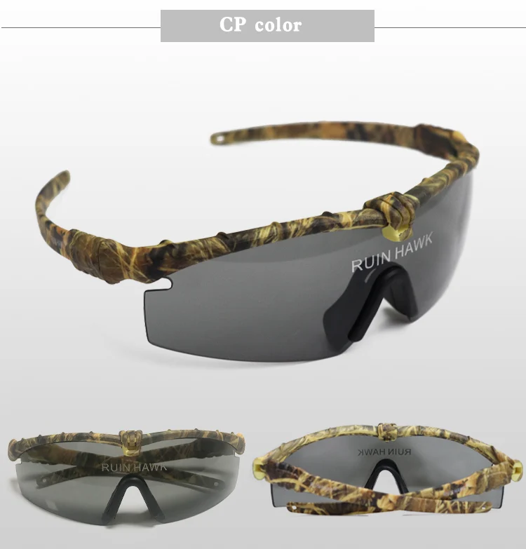 Lunettes de soleil militaires polarisées pour hommes, lunettes de chasse, lunettes de tir de l'armée avec 4 lentilles, randonnée en plein air, lunettes de soleil de cyclisme