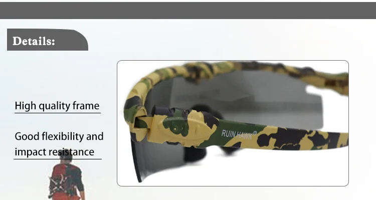 Lunettes de soleil militaires polarisées pour hommes, lunettes de chasse, lunettes de tir de l'armée avec 4 lentilles, randonnée en plein air, lunettes de soleil de cyclisme