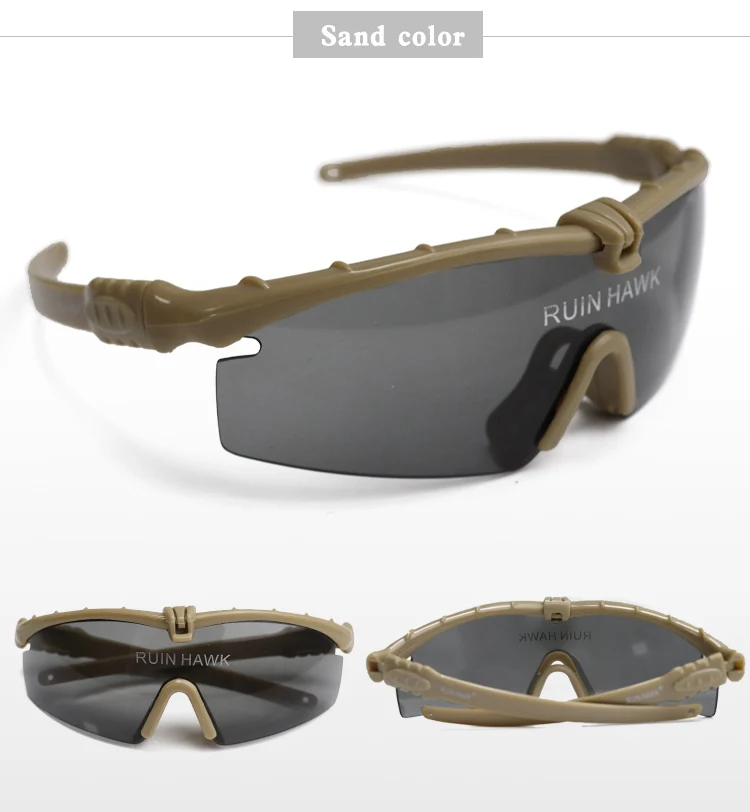 Lunettes de soleil militaires polarisées pour hommes, lunettes de chasse, lunettes de tir de l'armée avec 4 lentilles, randonnée en plein air, lunettes de soleil de cyclisme