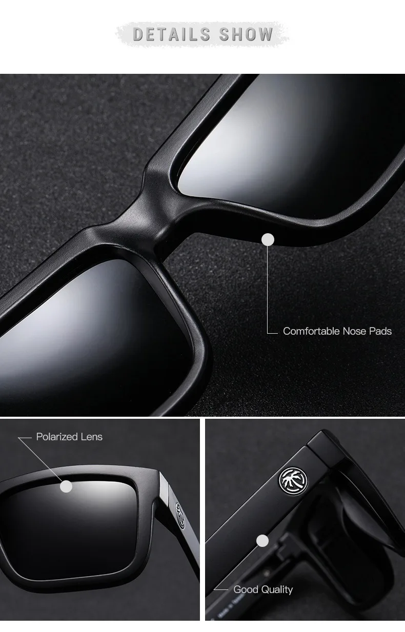 Lunettes de soleil carrées conjointes pour hommes et femmes, lunettes de sport de plein air, film véritable, lunettes de vague de chaleur, transfrontalier, meilleure vente, haute qualité, HW02