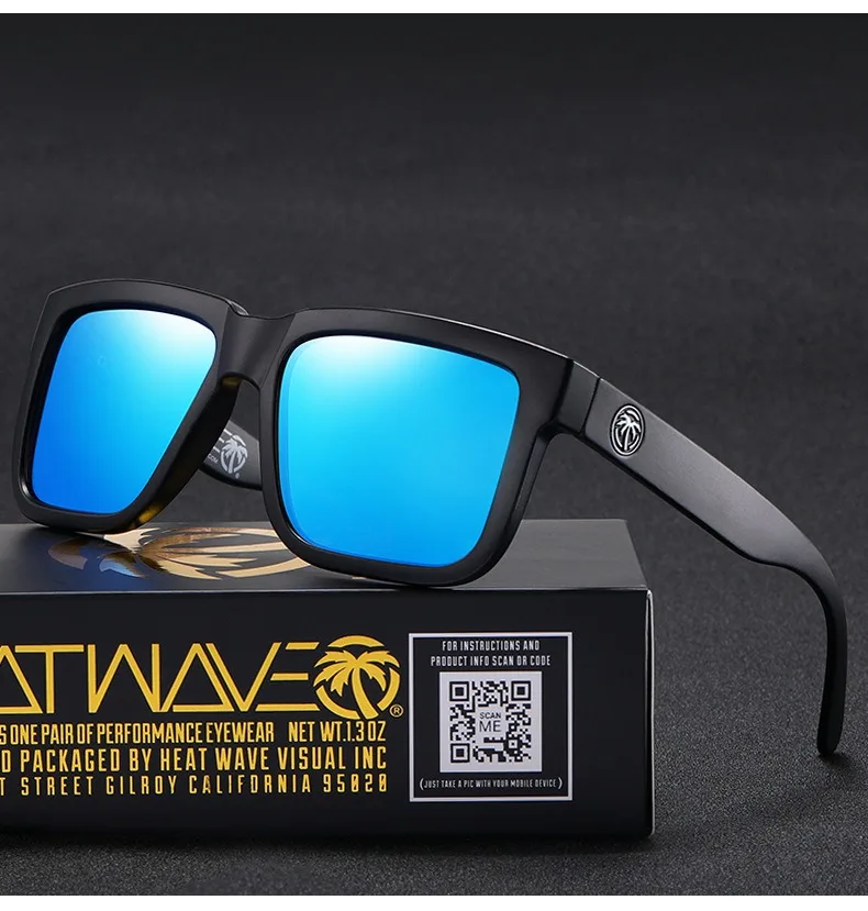 Lunettes de soleil carrées conjointes pour hommes et femmes, lunettes de sport de plein air, film véritable, lunettes de vague de chaleur, transfrontalier, meilleure vente, haute qualité, HW02