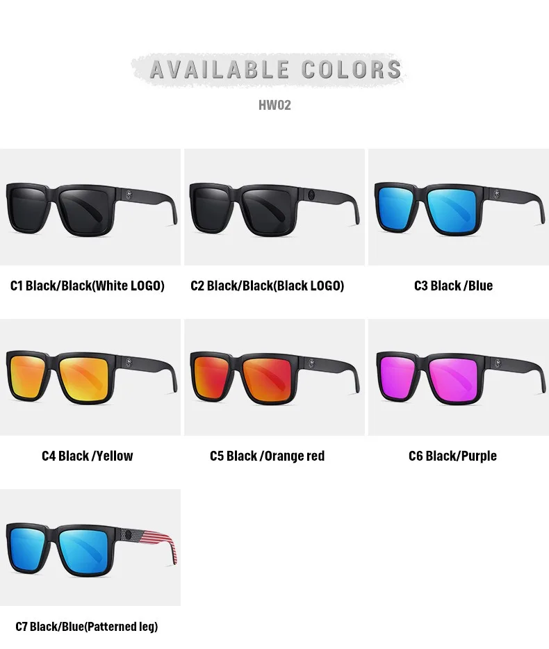 Lunettes de soleil carrées conjointes pour hommes et femmes, lunettes de sport de plein air, film véritable, lunettes de vague de chaleur, transfrontalier, meilleure vente, haute qualité, HW02