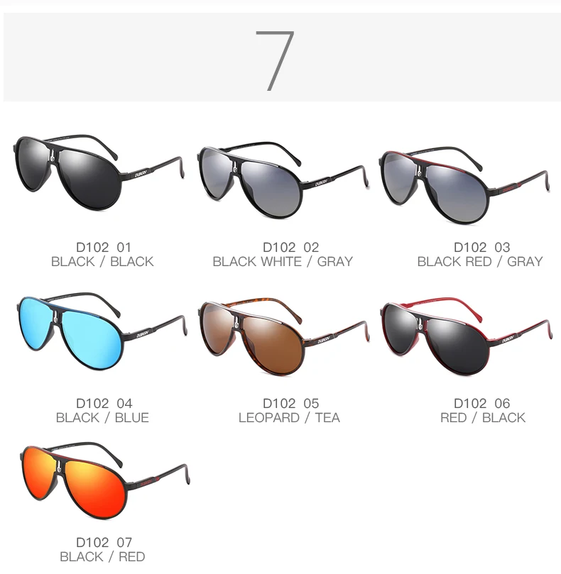 DUBERY-Lunettes de soleil vintage polarisées pour homme, verres carrés noirs, 7 couleurs, modèle 102