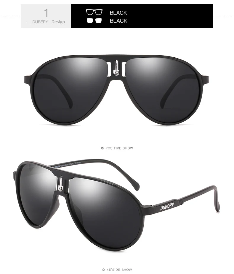 DUBERY-Lunettes de soleil vintage polarisées pour homme, verres carrés noirs, 7 couleurs, modèle 102