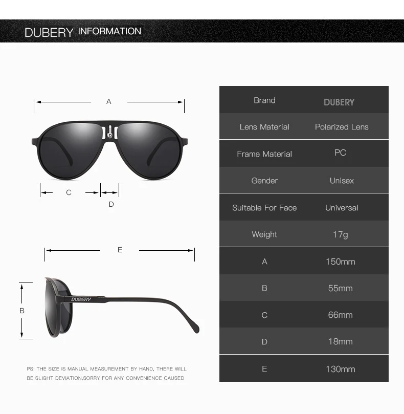 DUBERY-Lunettes de soleil vintage polarisées pour homme, verres carrés noirs, 7 couleurs, modèle 102