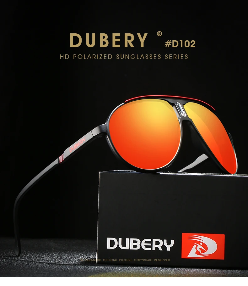 DUBERY-Lunettes de soleil vintage polarisées pour homme, verres carrés noirs, 7 couleurs, modèle 102