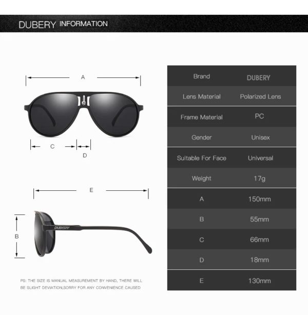 DUBERY-Lunettes de soleil vintage polarisées pour homme, verres carrés noirs, 7 couleurs, modèle 102 – Image 4