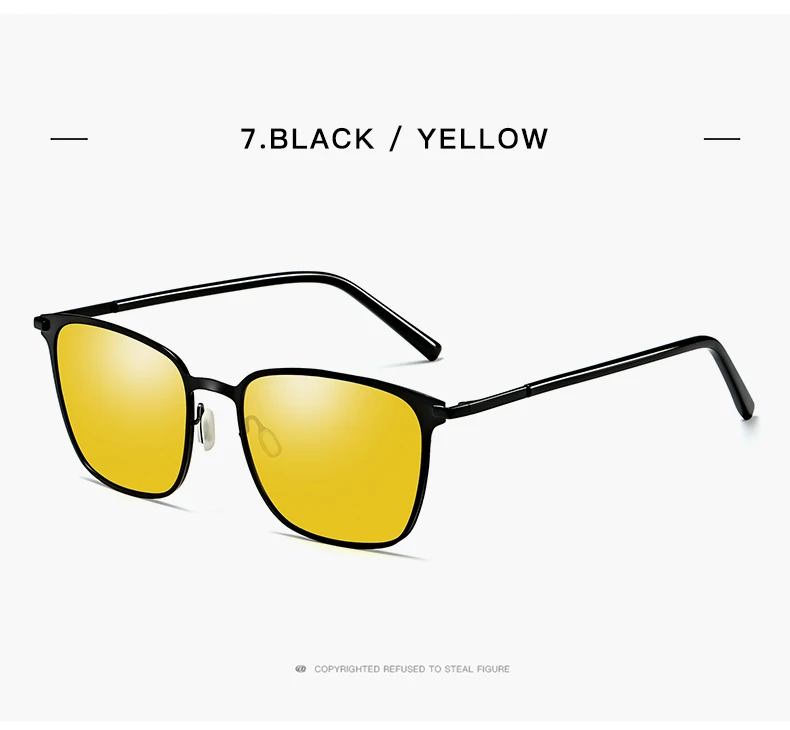 Lunettes de soleil carrées polarisées pour hommes, lunettes de vision nocturne pour conducteur en métal, nouvelle arrivée