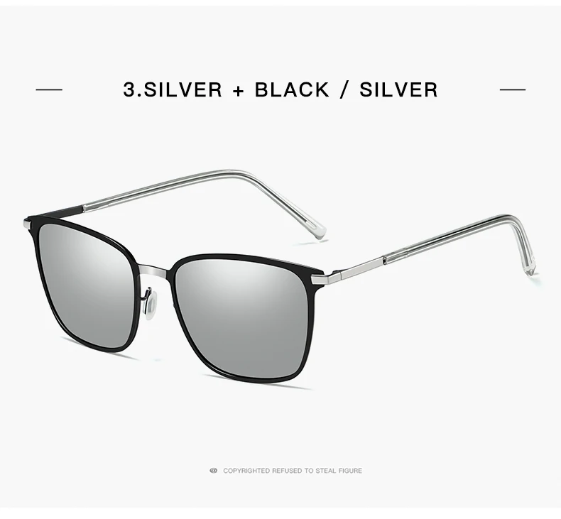 Lunettes de soleil carrées polarisées pour hommes, lunettes de vision nocturne pour conducteur en métal, nouvelle arrivée
