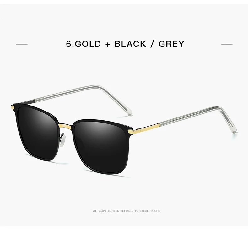 Lunettes de soleil carrées polarisées pour hommes, lunettes de vision nocturne pour conducteur en métal, nouvelle arrivée